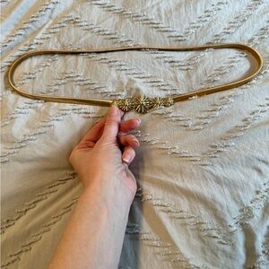 Chic Gold Women's Belt with Floral Accents